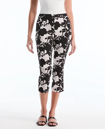 Rafaella Petite Floral Print Capri Pants with Riveted Vent