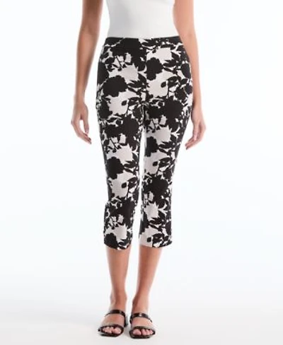 Rafaella Womens Floral Print Capri Pants With Riveted Vent