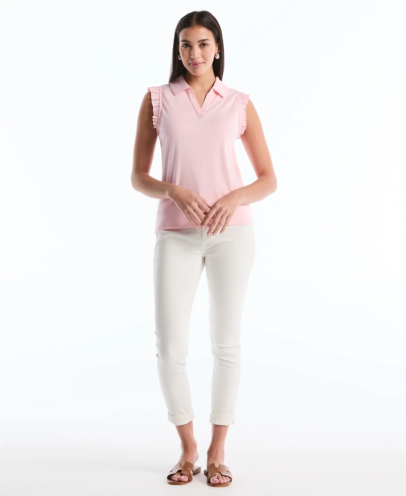 Rafaella Petite Ruffle Sleeveless Polo Shirt