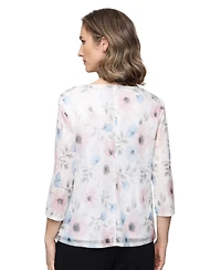 Alex Evenings Women's Sequin Detail Boat Neck Twinset Top