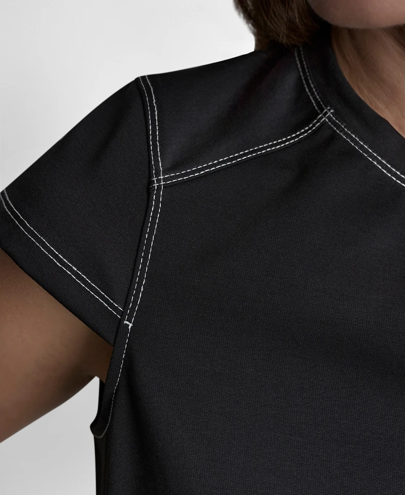 Dkny Women's City Ponte Knit Cap-Sleeve Crew Neck Top