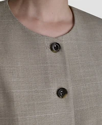 Dkny Women's Windowpane Short-Sleeve Crew Neck Structured Top