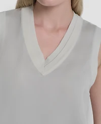 Dkny Women's Mixed Media V-Neck Sweater