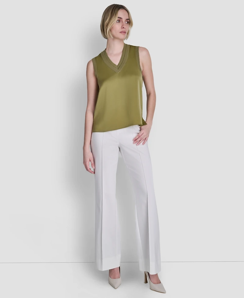 Dkny Women's Mixed Media V-Neck Sleeveless Sweater