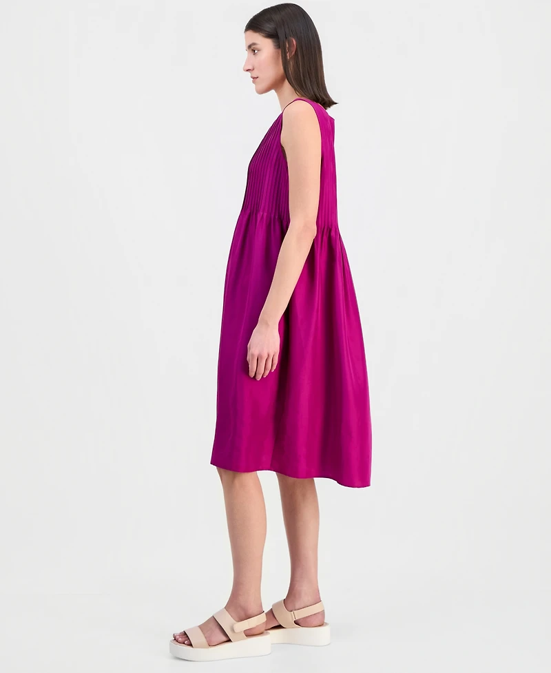 Eileen Fisher Women's Silk Pleated Sleeveless Dress