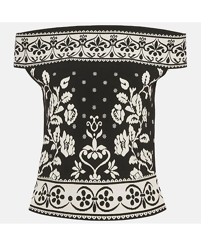 Pre-Owned Alexander Mcqueen Women's Floral Embossed Knit Crop Top