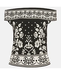 Pre-Owned Alexander Mcqueen Women's Floral Embossed Knit Crop Top