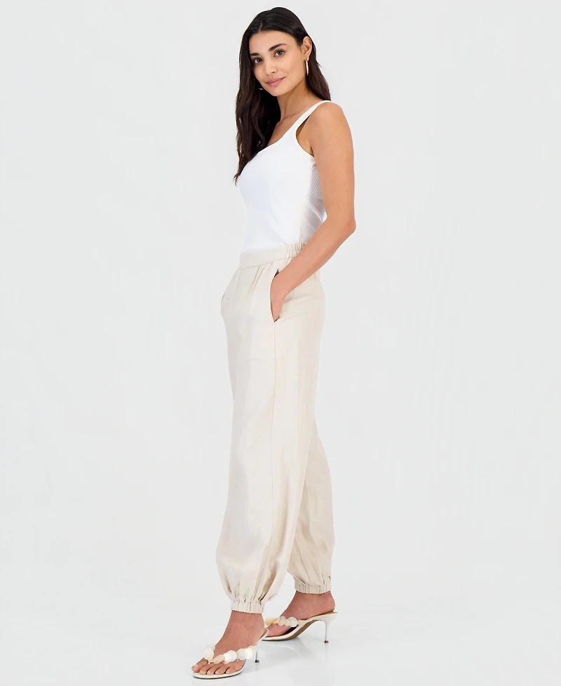I.n.c. International Concepts Petite Linen-Blend Pull-On Drawstring Pants, Macy's Exclusive