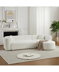 Clihome 109.4" L-Shaped Modular Sectional Sofa Right Chaise Chenille Fabric Cloud with 2 Pillows