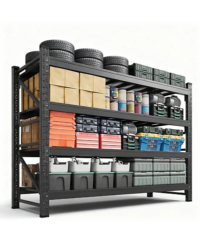 Yigii Heavy Duty 60" W x 70" H Garage Shelving, 4-Tier, Adjustable, 4000 lbs Capacity