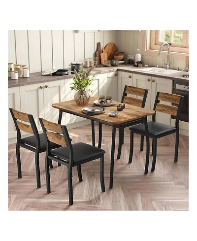 gaomon Kitchen Table Dining Table Set For 4 5 Piece Metal Frame Kitchen Table And Chair Set for Dining Room