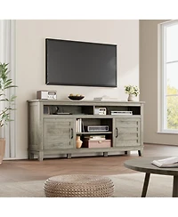 gaomon 63" Mdf Rustic Farmhouse Tv Stand for 70" TVs, Height-Adjustable Shelves Media Console