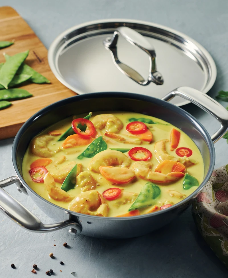 Tramontina Utsava Tri-Ply Clad Stainless Steel 1.75-Quart Covered Kadai