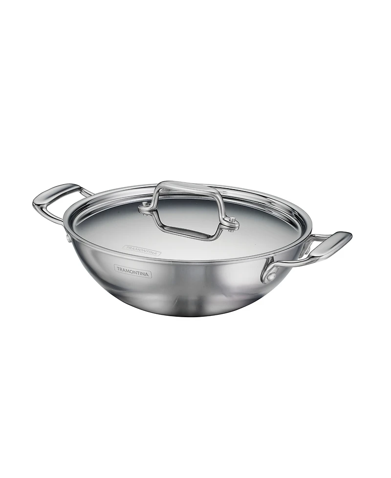 Tramontina Utsava Tri-Ply Clad Stainless Steel 2.7-Quart Covered Kadai