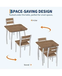 gaomon Modern 3 Piece Dining Table Set for 2 – Metal Frame, Wood Grain Tabletop, Wooden Cushion Chairs