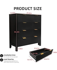 gaomon Fluted 4 Drawers Dresser, Modern Chest of Drawers, Wood Drawer Organizer with Waveform Fluted Panel