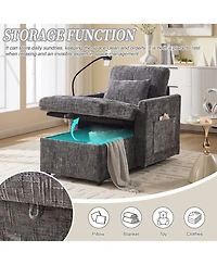 Boyel Living Multifunctional Chenille Sofa with Storage & Cell Phone Bracket, Single Sleeper Chair, Chaise Lounge Chair