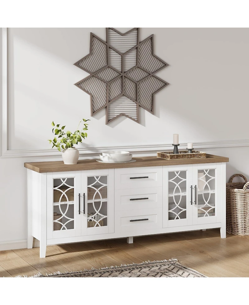 gaomon Sturdy Mdf Retro Style Tv Stand for 65 Inch Tv 2 Doors & 3 Drawers Flexible Storage Media Console