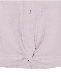 Calvin Klein Girls' 7-16 Front Knotted Collar Neck Shirt