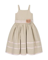Hope & Henry Little and Big Girls' Linen Cami Rosette Dress