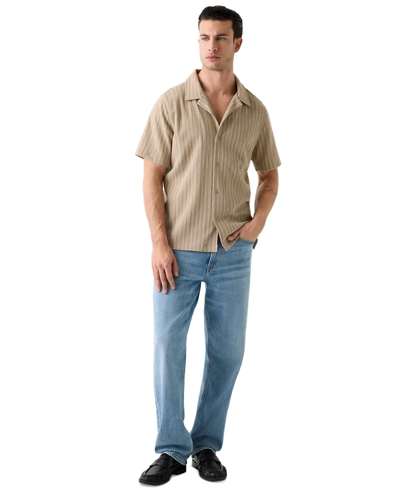 Guess Men's Resort Blend Textured Woven Short-Sleeve Shirt