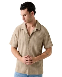 Guess Men's Resort Blend Textured Woven Short-Sleeve Shirt