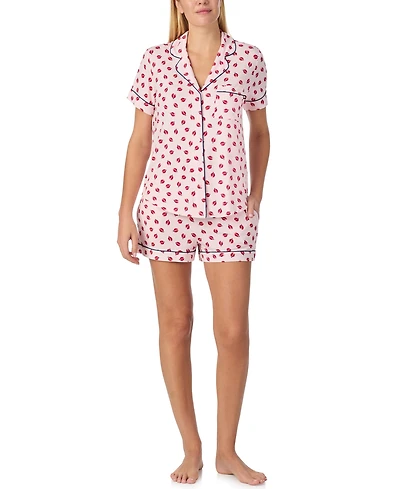 Kate Spade New York Sleepwear Short Sleeve Modal Jersey Notch Collar Boxer Pj Set