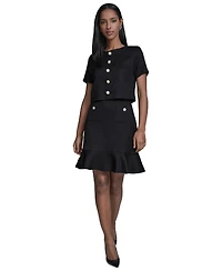 Karl Lagerfeld Paris Women's Crewneck Ruffle Hem Dress