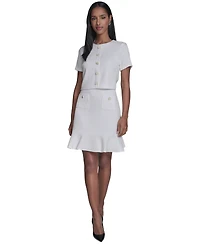 Karl Lagerfeld Paris Women's Crewneck Ruffle Hem Dress