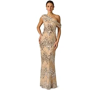 Adrianna Women's Draped Sequin One-Shoulder Ball Gown