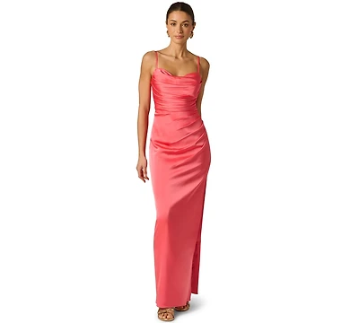 Adrianna Women's Cowl Neck Slit Ball Gown
