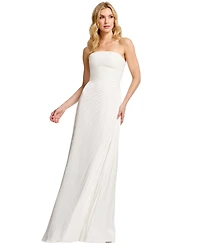 Dress the Population Women's Kinley Strapless Pleated A-Line Maxi