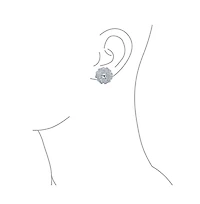 Bling Jewelry Statement Cubic Zirconia Pave Cz 3D Rose Flower Shape Clip On Earrings Non Pierced Ears