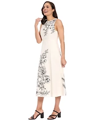 London Times Women's Placement Print Crewneck Dress