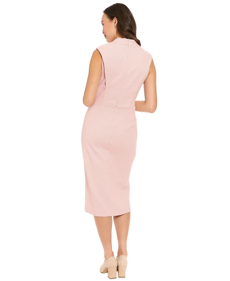 London Times Women's V-Neck Pleated Dress