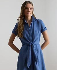 Lauren Ralph Petite Wakana Tie-Front Shirt Dress