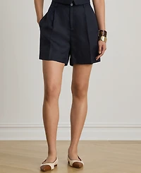 Lauren Ralph Petite Terrish Pleated Mid Rise Shorts