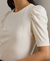 Lauren Ralph Petite Puff-Sleeve Top