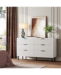 gaomon CuisinSmart 6 Drawer Dresser with Waveform Fluted Panel,Modern Bedroom Dresser Chest Cabinet Organizer with Anti-Tipping Design