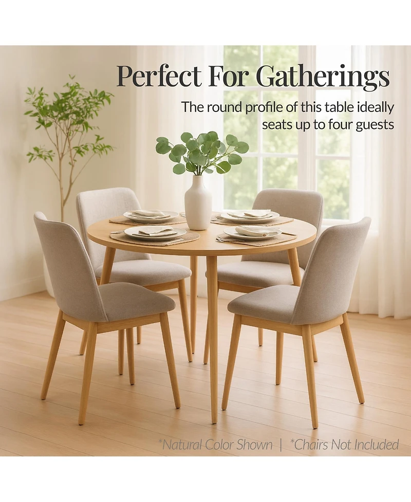 Best Choice Products Round Mid-Century Modern 35.5in Dining Table, Dinette for Home or Kitchen w/Wood Finish Steel Legs