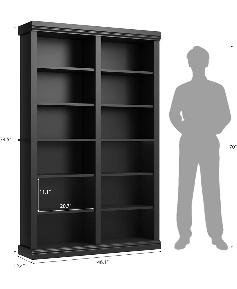 Gaomon 74.5" Tall Bookshelf with Double Storage, Extra Large Bookshelf, 6-Tier Wide Bookshelves w/ 12 Cubbies, Freestanding Bookcases