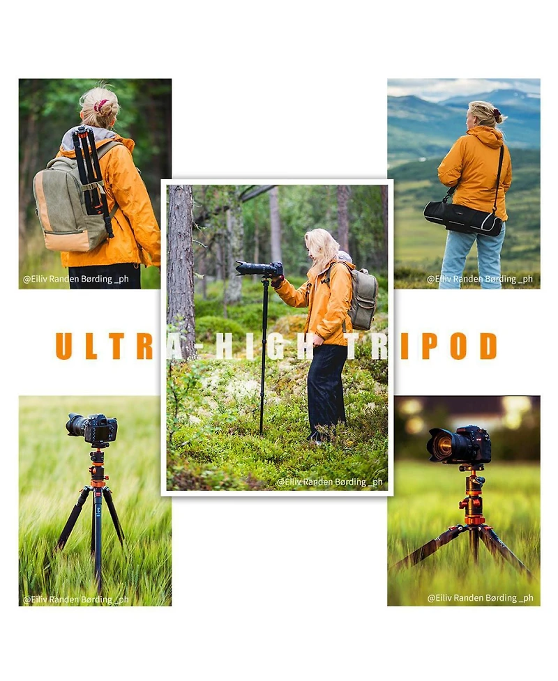 K&F Concept K234A6 4-Section Aluminum Travel Tripod/Monopod with Ball Head