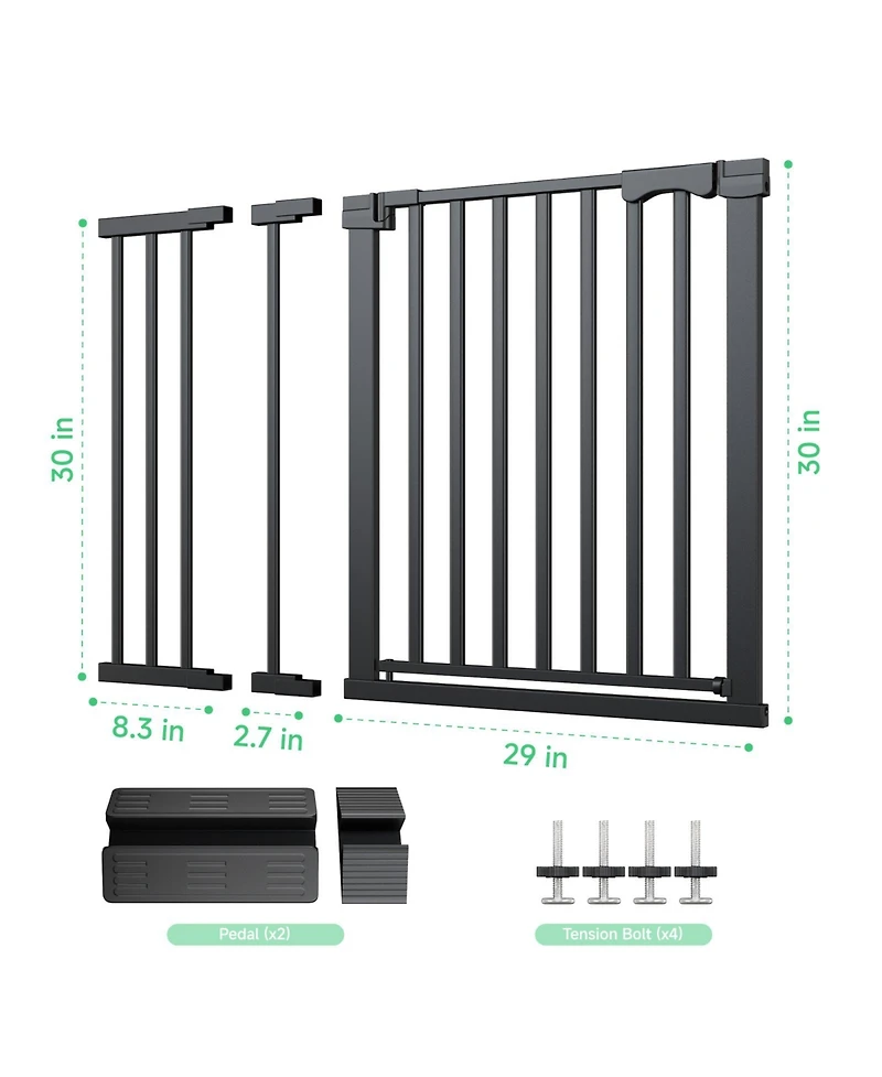 Sugift Pressure-Mounted Baby and Pet Safety Gate with Auto-Close, Dual-Lock Handle and Accessible Ramp