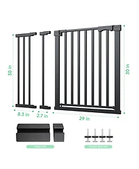 Sugift Pressure-Mounted Baby and Pet Safety Gate with Auto-Close, Dual-Lock Handle and Accessible Ramp