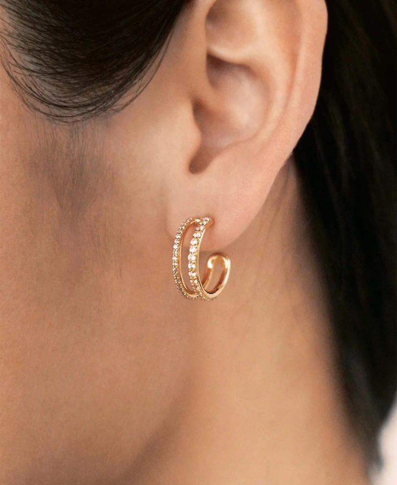 Ettika Double Up Crystal Earrings