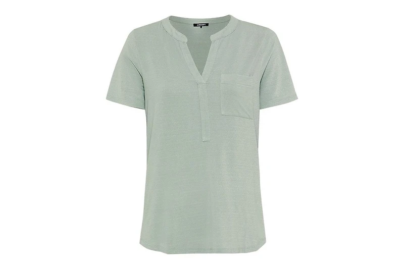 Olsen Women's Shimmer Split Neck T-Shirt