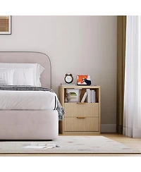 gaomon Bedside Table Nightstand with Bedside Storage, Bedroom Side Table and Organizer, Functional and Fluted Nightstand