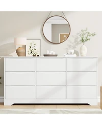 Gaomon Wooden Dresser with 9 Drawers, Tall Modern Closet with Deep Storage, Large Chest of Drawers with Wide Top, Long Storage Dresser for Bedroom