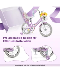 Mecale Girls Bike Kids Bicycle with Doll Seat and Streamers for Children