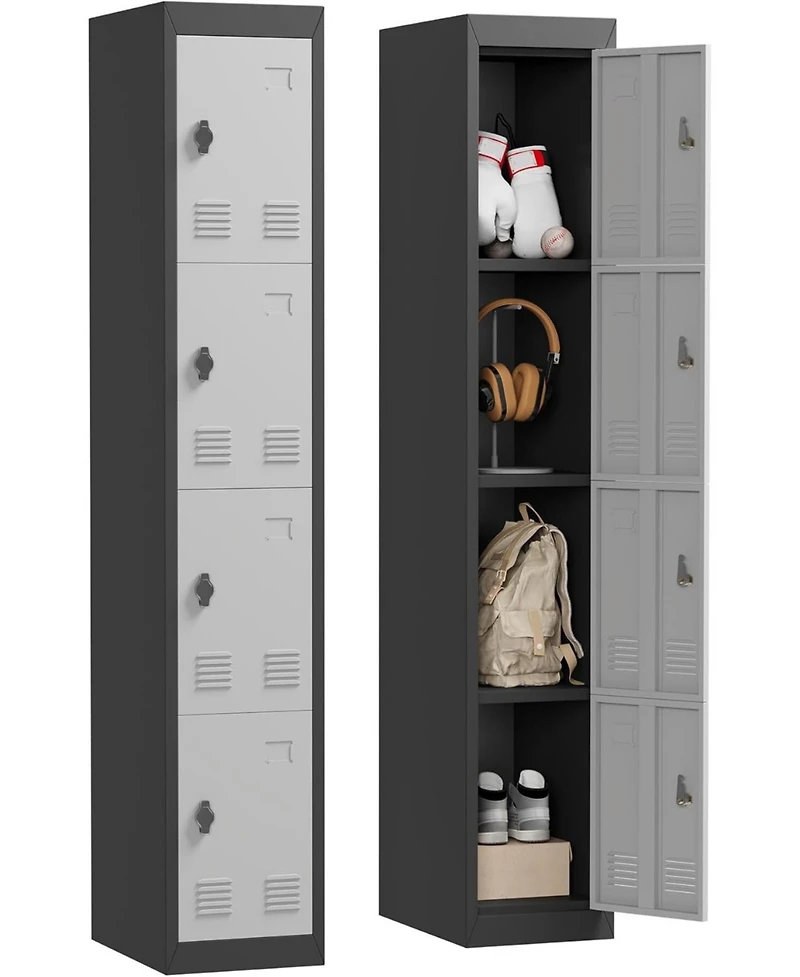Gaomon 71" Heavy Duty Lockable Metal Locker Cabinet with Hanging Rod & 2 Shelves